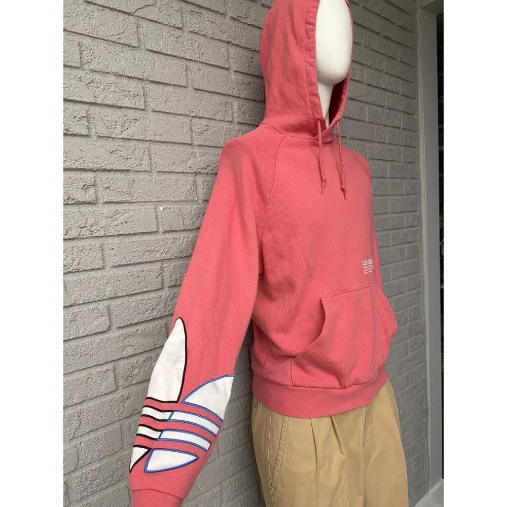 Adidas Men’s Tricolor Trefoil Hoodie Hazy Rose Sweatshirt Size M
